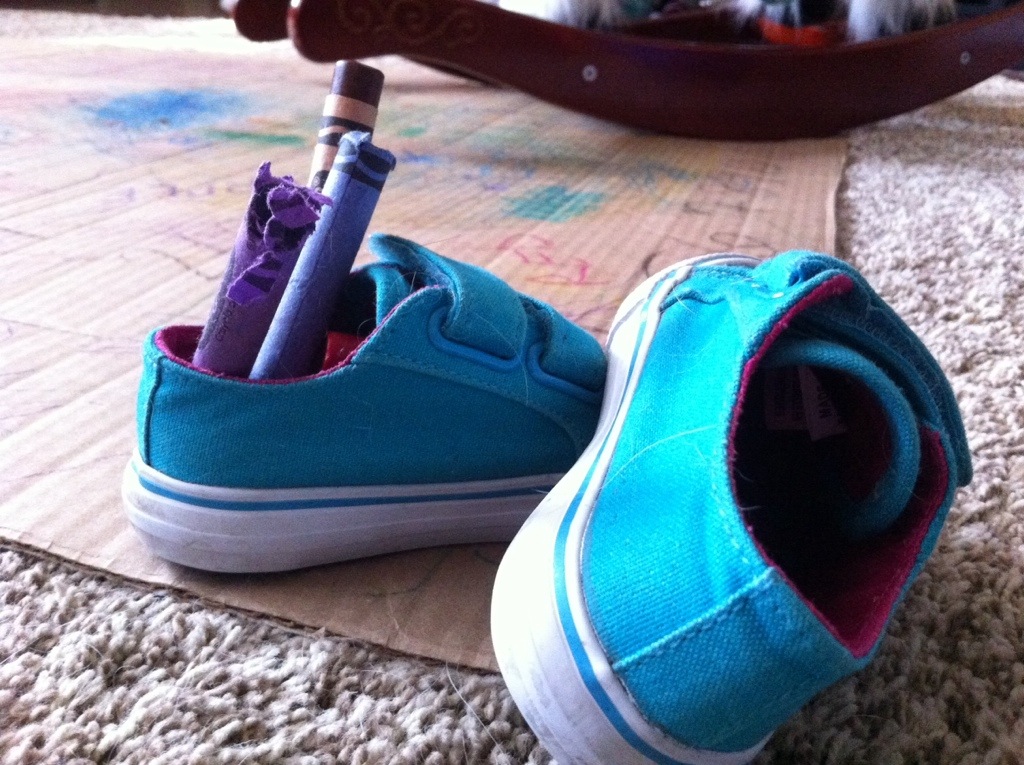 I came into the living room a couple months ago to find this modern art installation by my  17-month-old daughter. Maybe I'll try to sell it for a ridiculous amount of money.